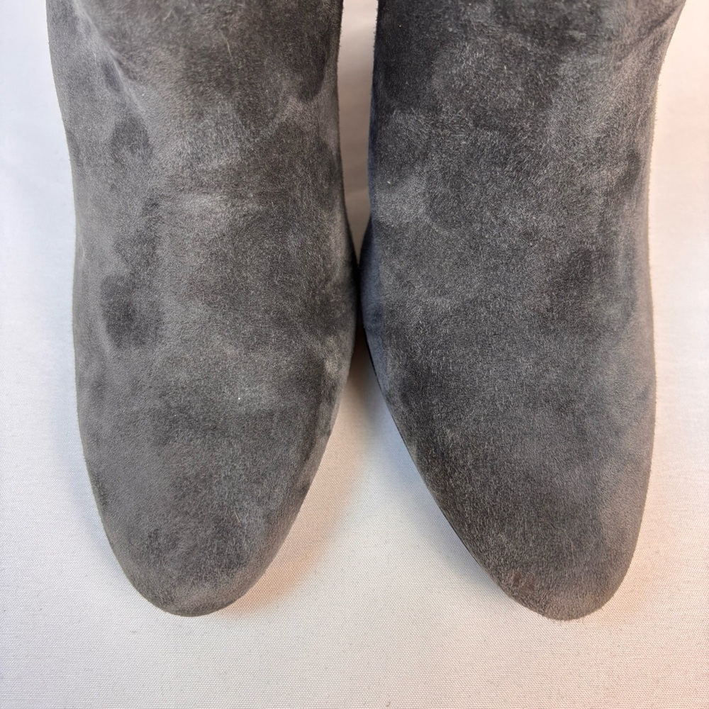 WHBM Suede Boots Chain Bracelet Chunky Mid Heel Boot Smoked Pearl Size 6 - Picture 9 of 16